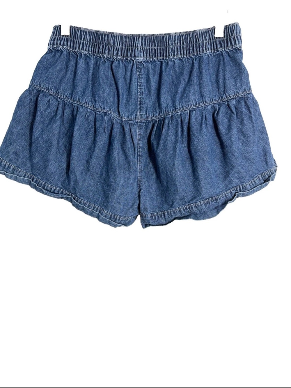 Free People We The Free Fleur High Waist Denim Ruffle Shorts in True Blue Sz M - Picture 11 of 15